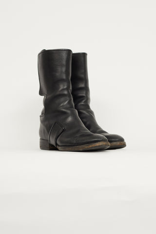 Jil Sander Black Leather Mid Calf Boot