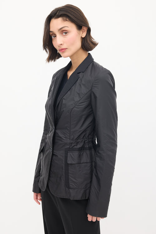 Jil Sander Black Nylon & Cotton Drawcord Waist Blazer