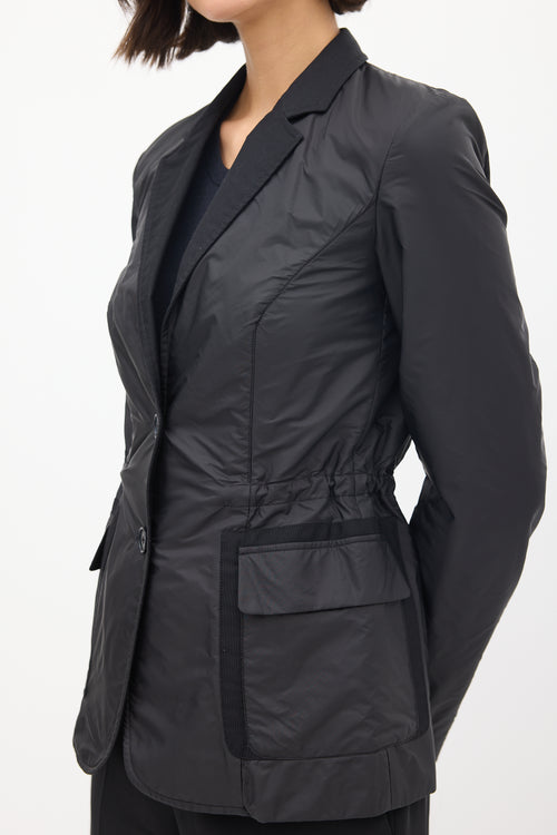 Jil Sander Black Nylon & Cotton Drawcord Waist Blazer