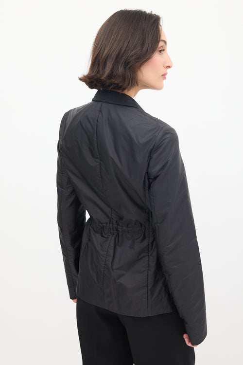 Jil Sander Black Nylon & Cotton Drawcord Waist Blazer