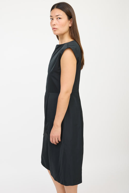 Jil Sander Black Nylon Pleated Dress