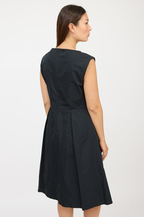 Jil Sander Black Nylon Pleated Dress