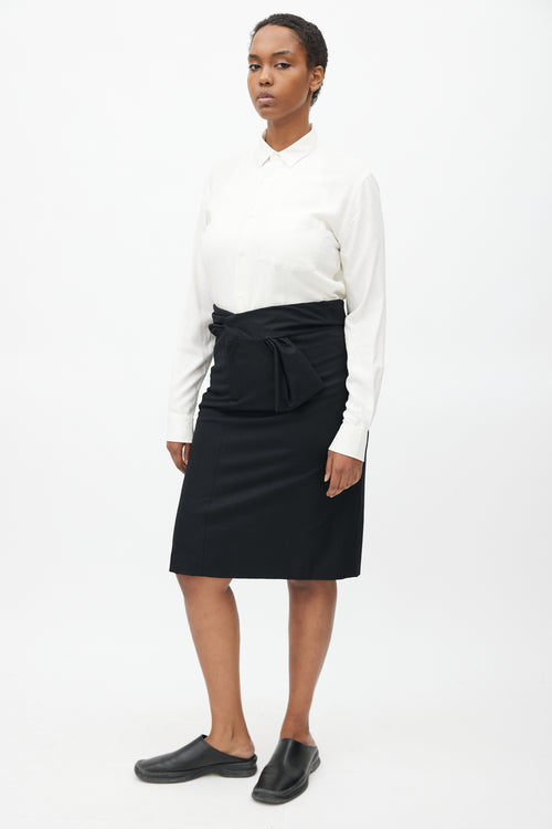 Jil Sander Black Wool Asymmetrical Skirt