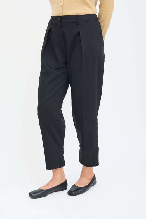 Jil Sander Black Wool Pleated Tapered Trouser