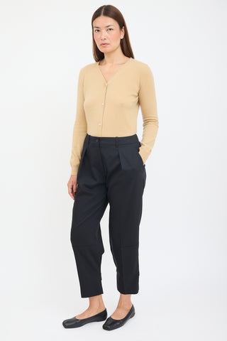 Jil Sander Black Wool Pleated Tapered Trouser