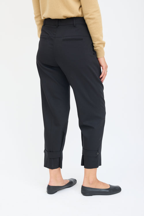 Jil Sander Black Wool Pleated Tapered Trouser