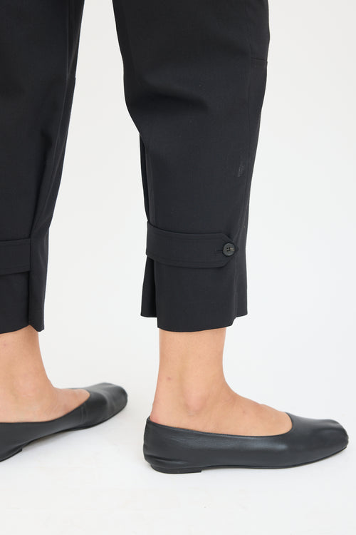 Jil Sander Black Wool Pleated Tapered Trouser