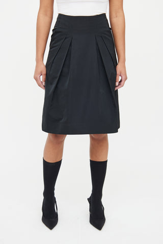 Jil Sander Black Pleated Midi Skirt