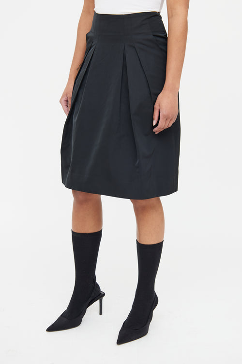 Jil Sander Black Pleated Midi Skirt