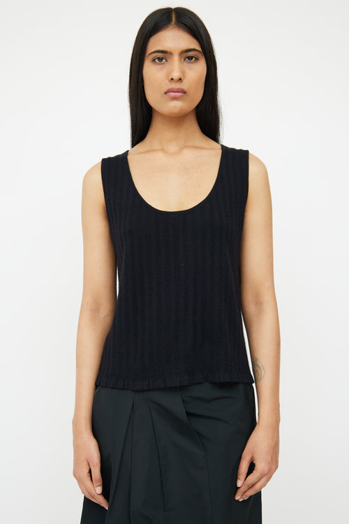 Jil Sander Black Cashmere Sleeveless Knit Top