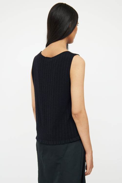 Jil Sander Black Cashmere Sleeveless Knit Top