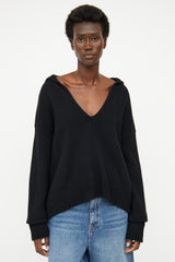 Jil Sander Black V Neck Cashmere Sweater