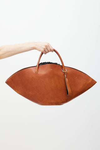 Jil Sander Brown & Black Sombrero Tote Bag