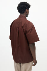 Jil Sander Brown Cotton Eyelet Button Up