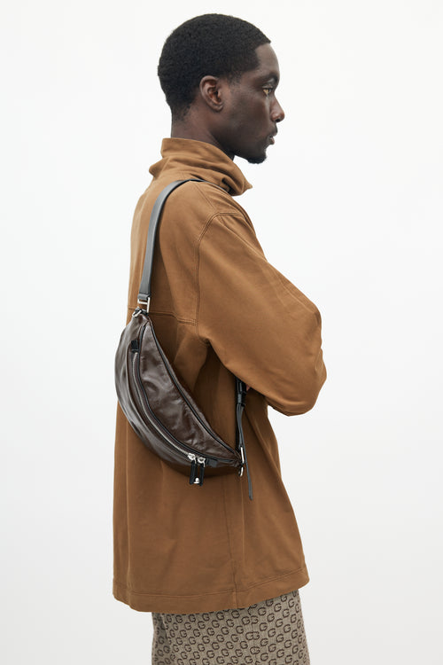 Jil Sander Brown Moon Leather Belt Bag
