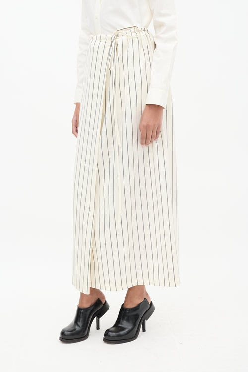 Jil Sander Cream & Black Striped Midi Skirt