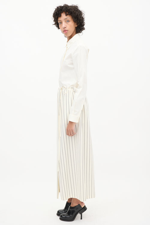 Jil Sander Cream & Black Striped Midi Skirt