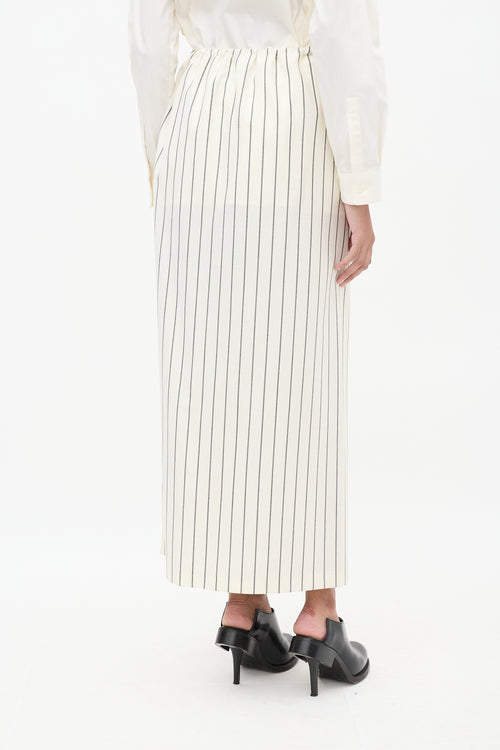 Jil Sander Cream & Black Striped Midi Skirt