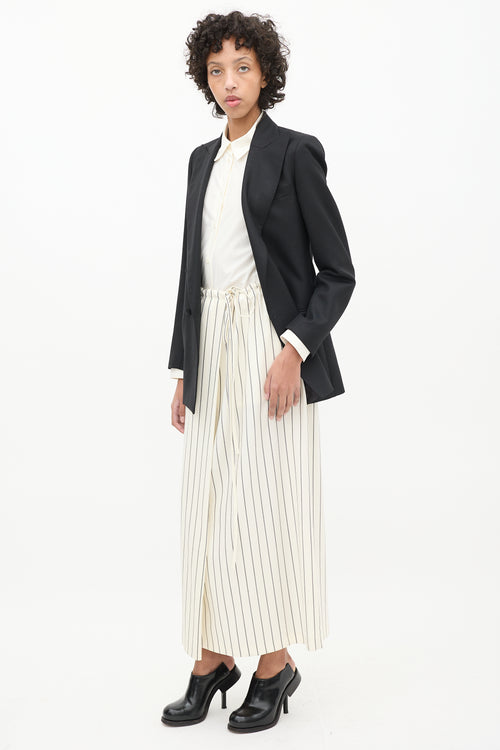 Jil Sander Cream & Black Striped Midi Skirt