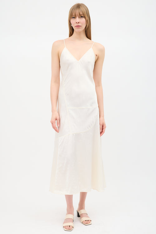 Jil Sander Cream Satin Panelled Dress