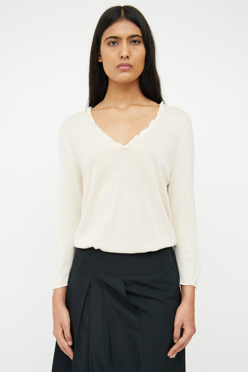 Jil Sander Cream Cashmere & Silk Blend Top