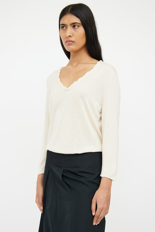 Jil Sander Cream Cashmere & Silk Blend Top