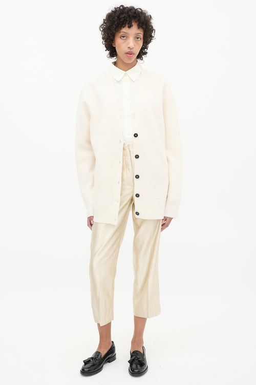 Jil Sander Cream Wool Knit  Cardigan