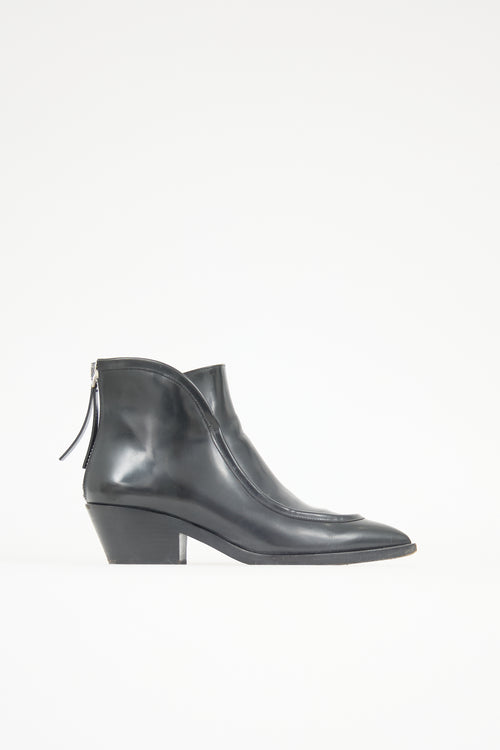 Jil Sander Glossed Leather Ankle Boot