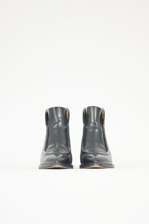 Jil Sander Glossed Leather Ankle Boot