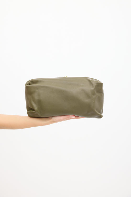 Jil Sander Green Leather Goji Soft Clutch