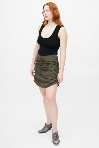Jil Sander Green Nylon Drawstring Skirt