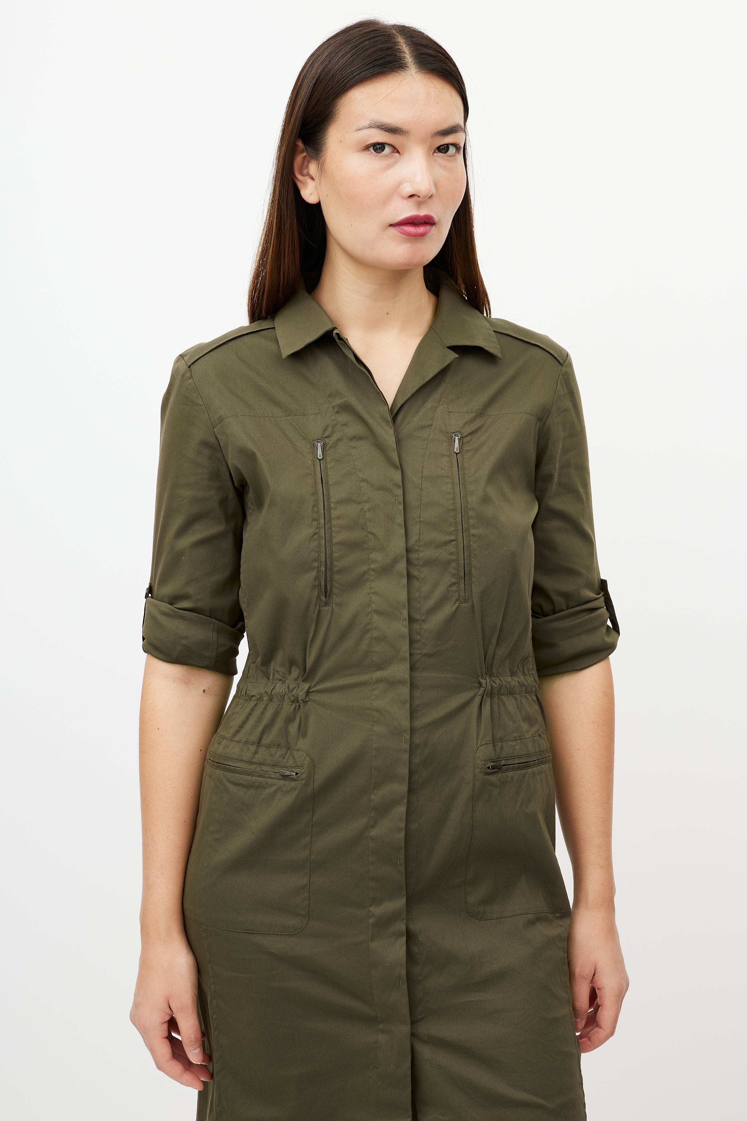 Jil Sander // Khaki Green Shirt Dress VSP Consignment Jil Sander // Khaki Green Shirt Dress VSP Consignment