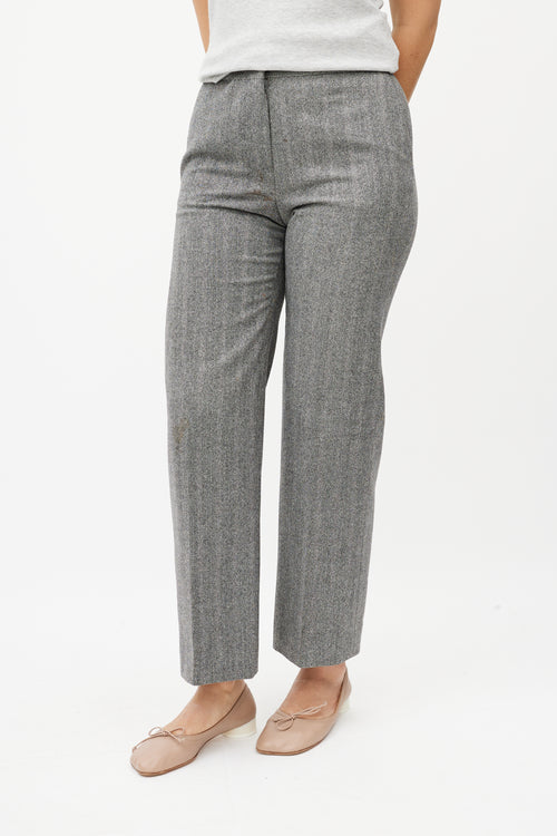 Jil Sander Grey Herringbone Pant Suit