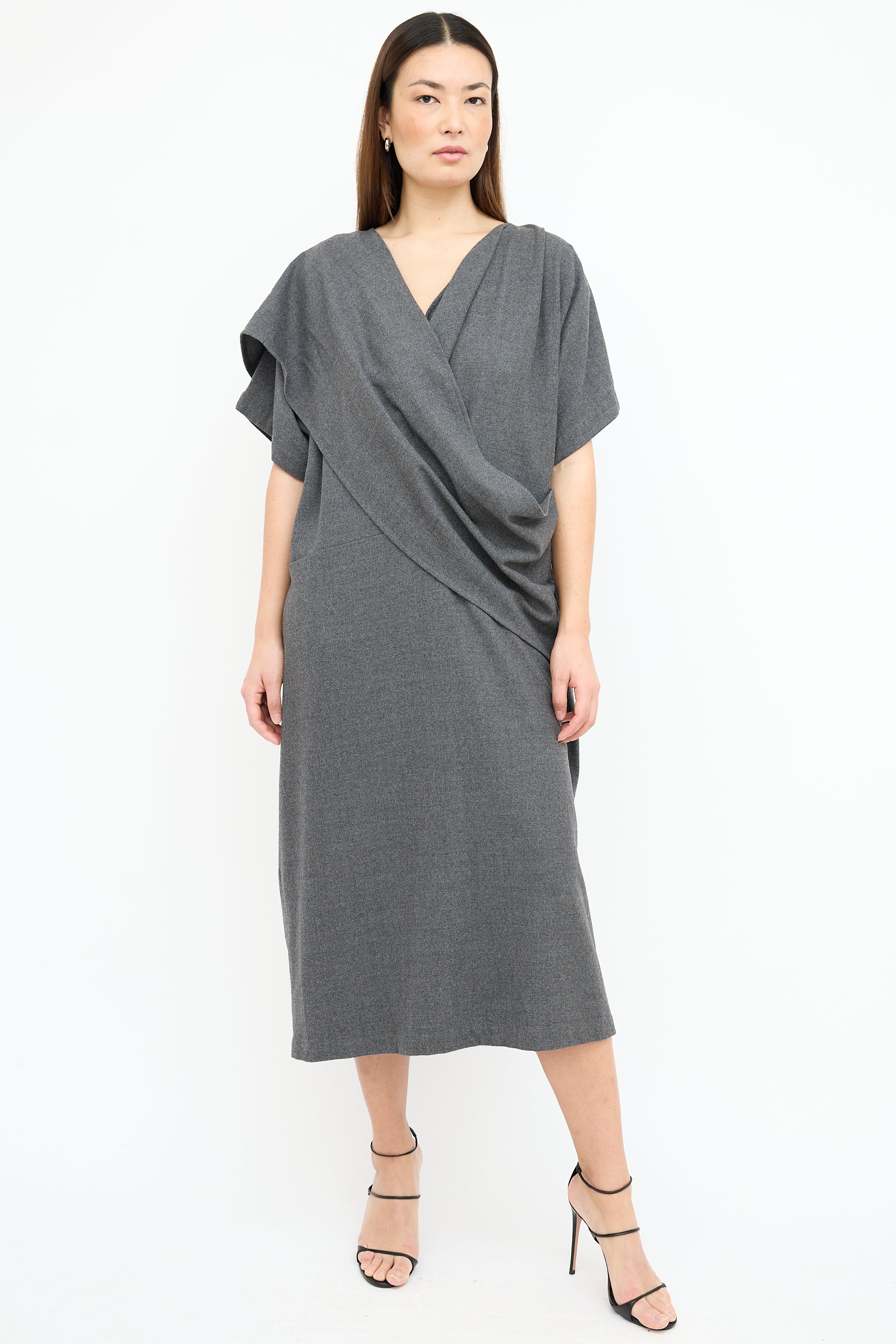 jil sander grey dress Jil Sander High-neck Knitted Dress
