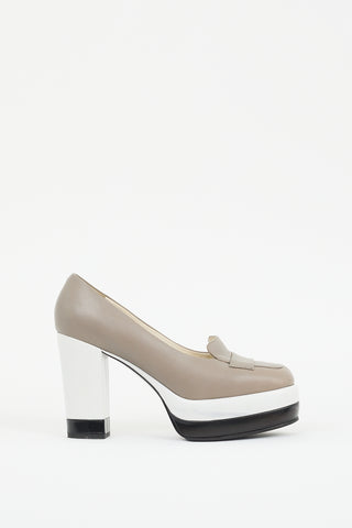 Jil Sander Beige & Multi Leather Colourblock Platform Loafer