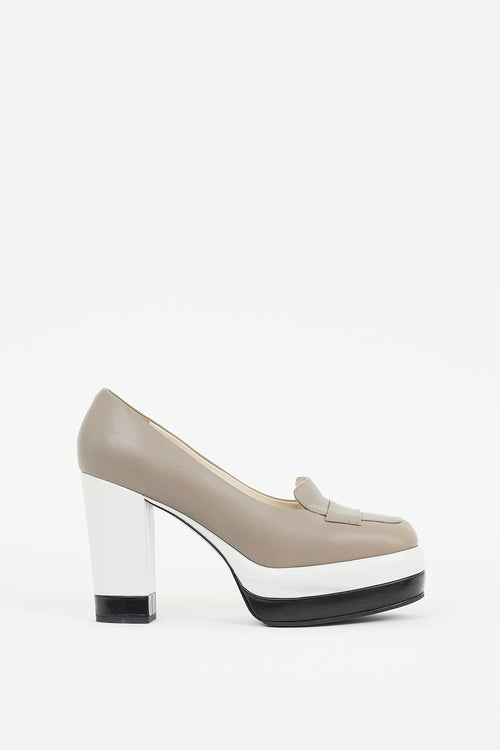 Jil Sander Beige & Multi Leather Colourblock Platform Loafer