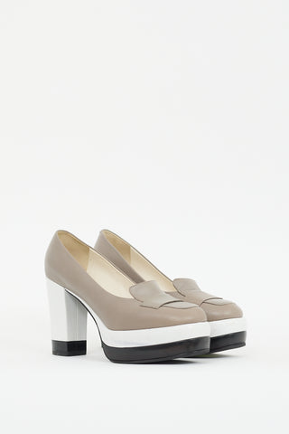 Jil Sander Beige & Multi Leather Colourblock Platform Loafer