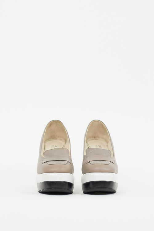 Jil Sander Beige & Multi Leather Colourblock Platform Loafer