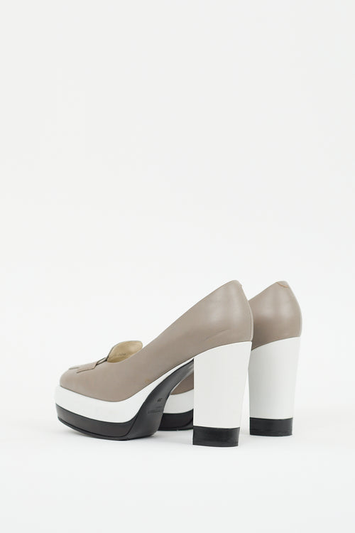 Jil Sander Beige & Multi Leather Colourblock Platform Loafer