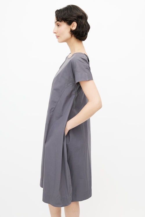 Jil Sander Grey V-Neck Midi Dress