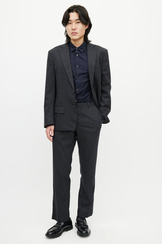 Jil Sander Grey Wool Check Two Piece Suit