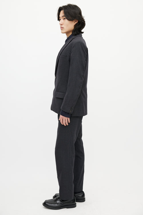 Jil Sander Grey Wool Check Two Piece Suit