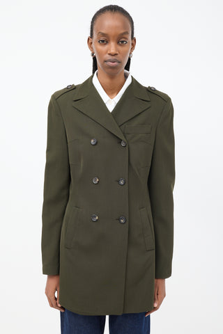 Jil Sander Khaki Green Wool Double Breasted Military Blazer