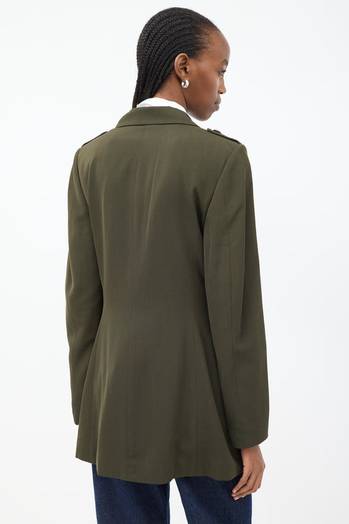 Jil Sander Khaki Green Wool Double Breasted Military Blazer