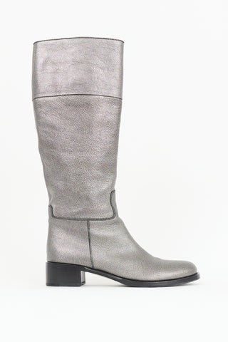 Jil Sander Metallic Leather Knee Boot