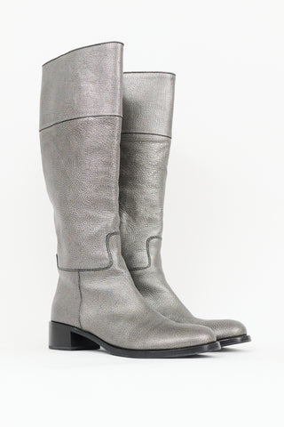 Jil Sander Metallic Leather Knee Boot