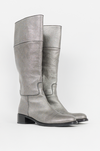 Jil Sander Metallic Leather Knee Boot