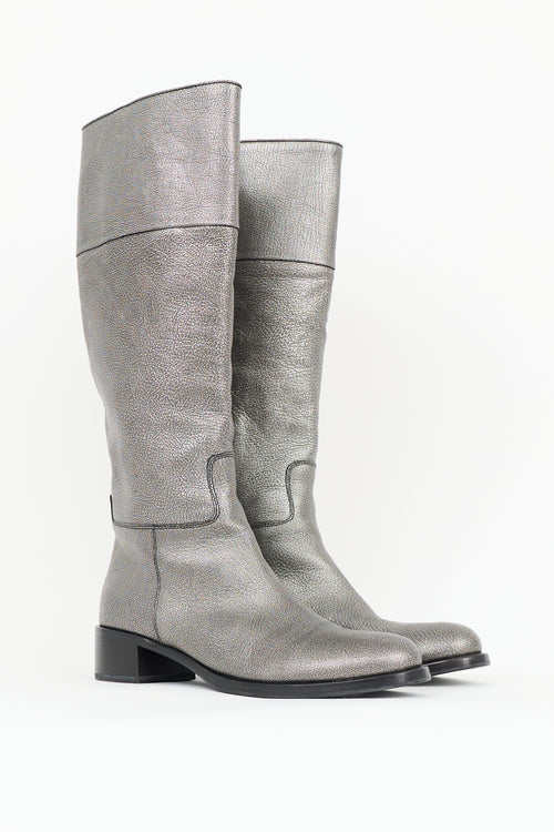 Jil Sander Metallic Leather Knee Boot