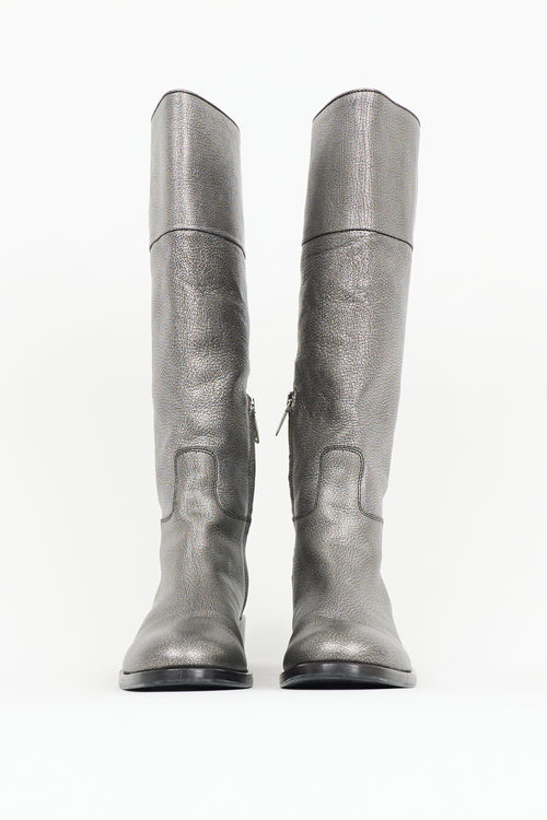 Jil Sander Metallic Leather Knee Boot