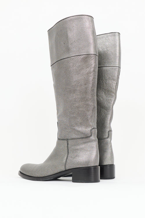 Jil Sander Metallic Leather Knee Boot